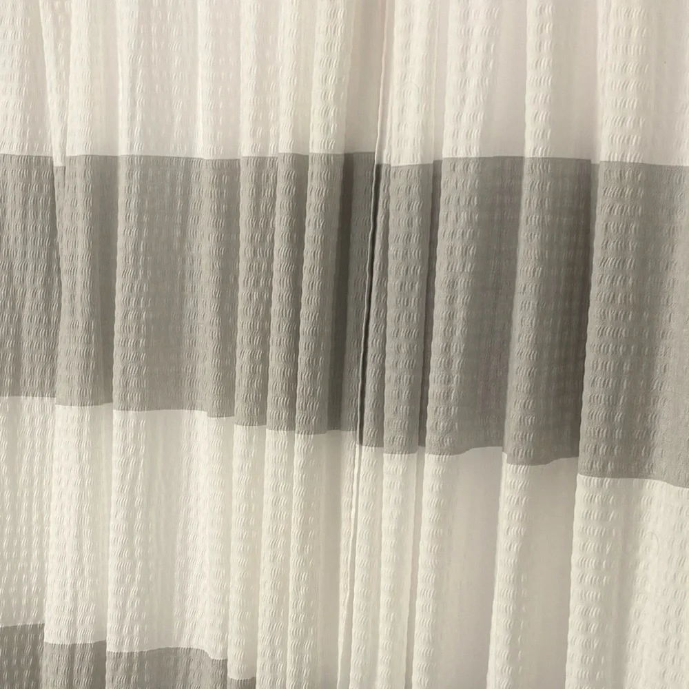 Neutral Stripe Shower Curtain - White and Taupe